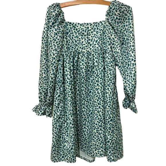 Janie and Jack | Dress Animal Print Teal Long Sleeve Square Neck- Size 16 - Picture 8 of 8